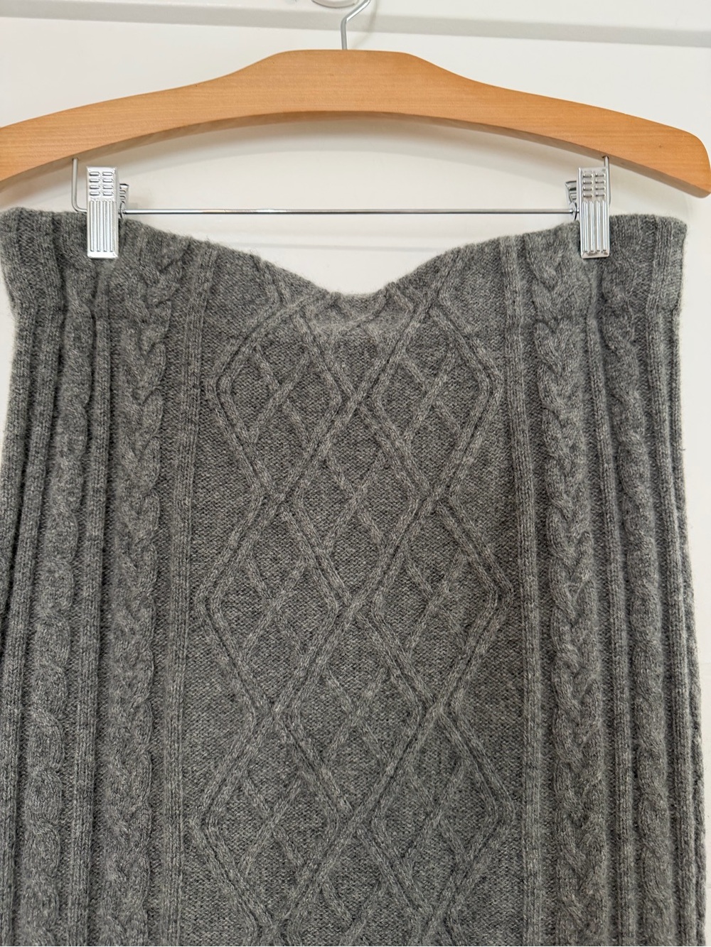 Lauren Ralph Lauren Cashmere Blend Cable Knit Maxi Sweater Skirt Gray M - Picture 4 of 8